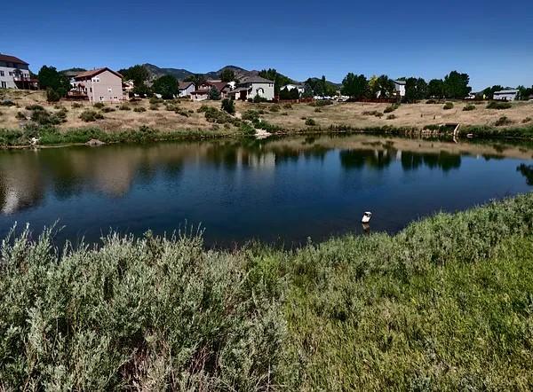 Photo of a pond from the District for fishing. 