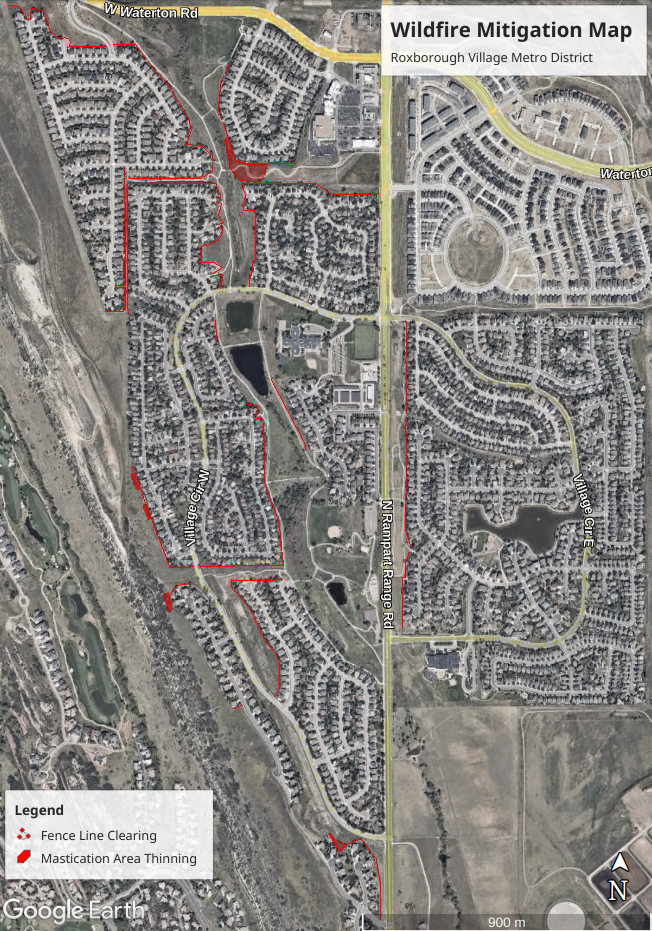 Roxborough Village wildfire mitigation map. 